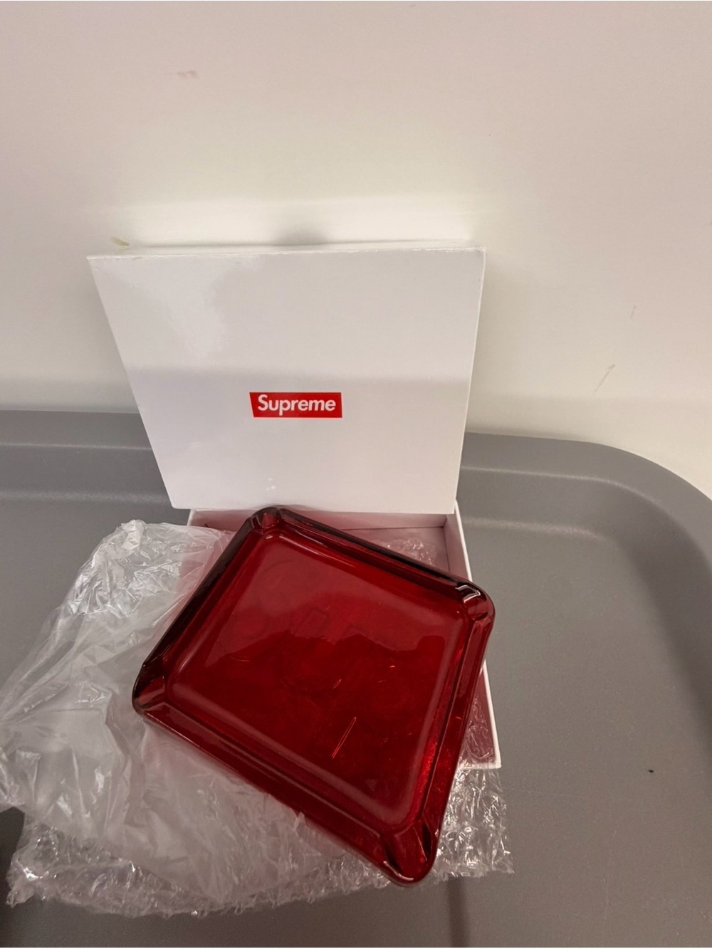 Supreme Red Square Glass Ashtray - Branded Party Accent